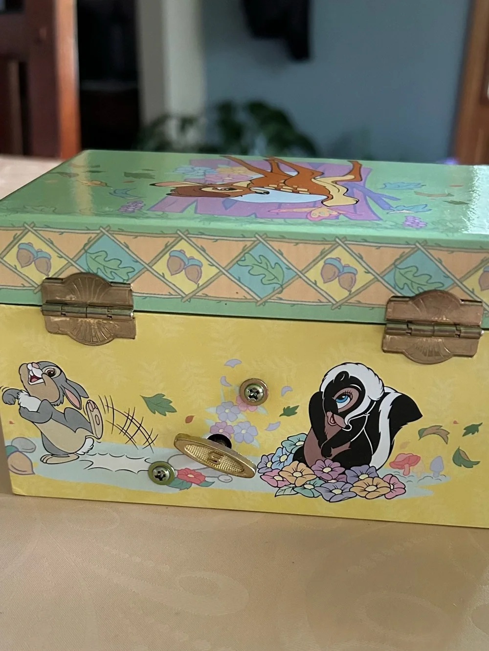 New - Vintage Disney Bambi Wind-up Musical Jewelry Box